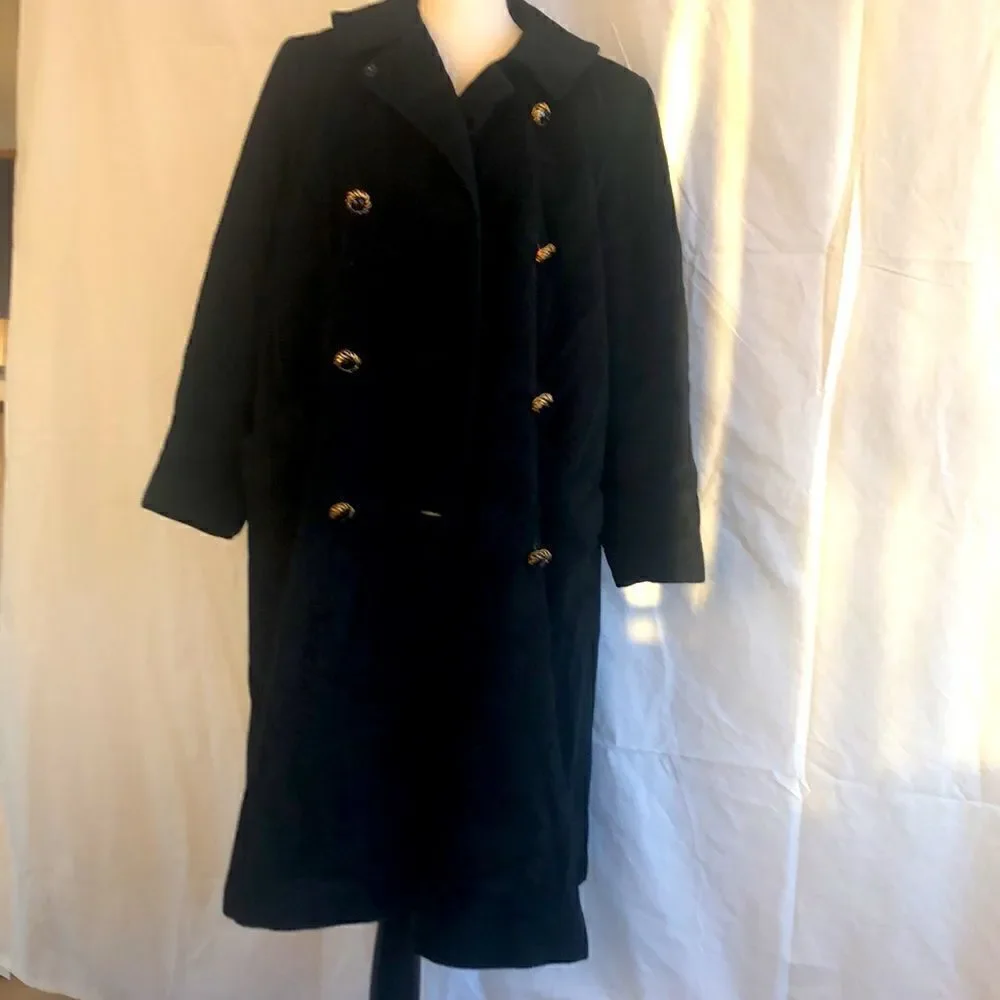 Vintage RANSOHOFFS black 100% baby Llama wool winter coat. Double breasted - Picture 7 of 17
